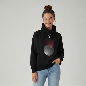 H&M Black Mock Neck Sweatshirt Size XS Embroidered Circle Detail